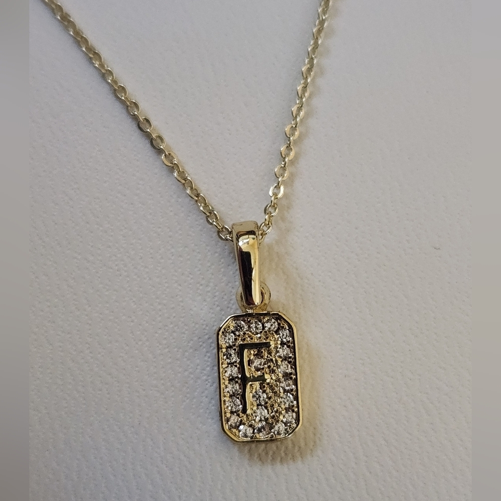 Melinda Maria Letter F Double Sided Pavé Necklace NWT